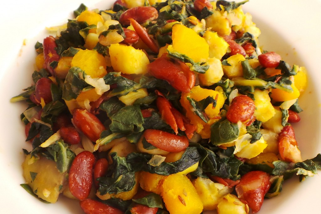 Beans and Greens: beans, sweet potato, and chard. Credit: Copyright 2015 Clifford A. Wright