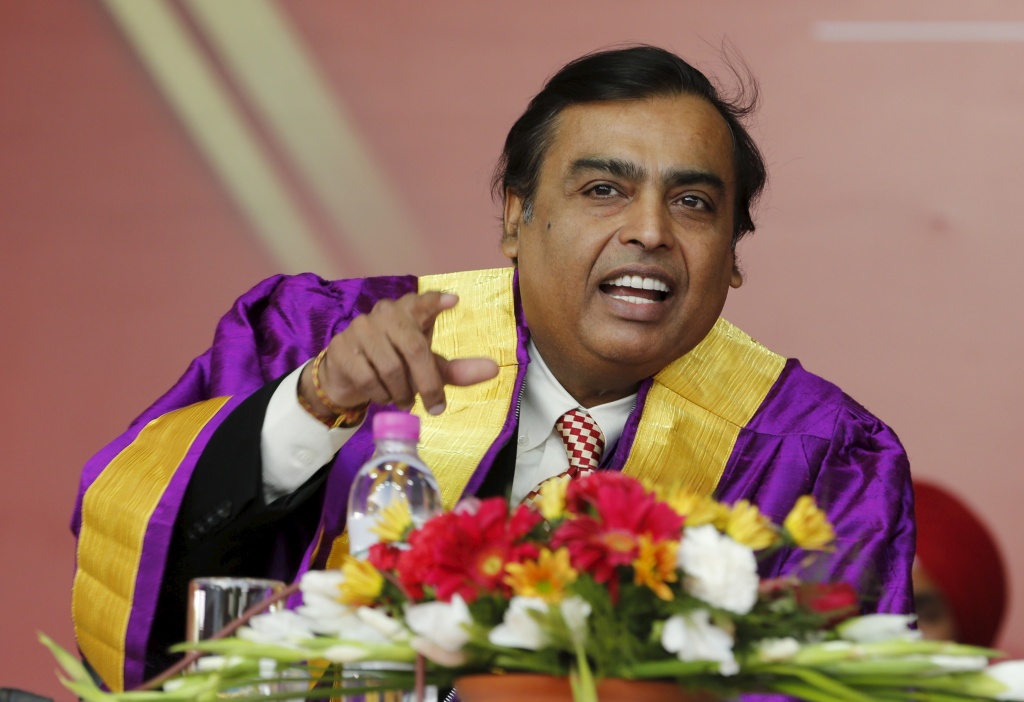Mukesh Ambani, chairman of Reliance Industries Ltd., attends a convocation ceremony at Pandit Deendayal Petroleum University (PDPU) in Gandhinagar, Gujarat, March 6, 2016. REUTERS/Amit Dave