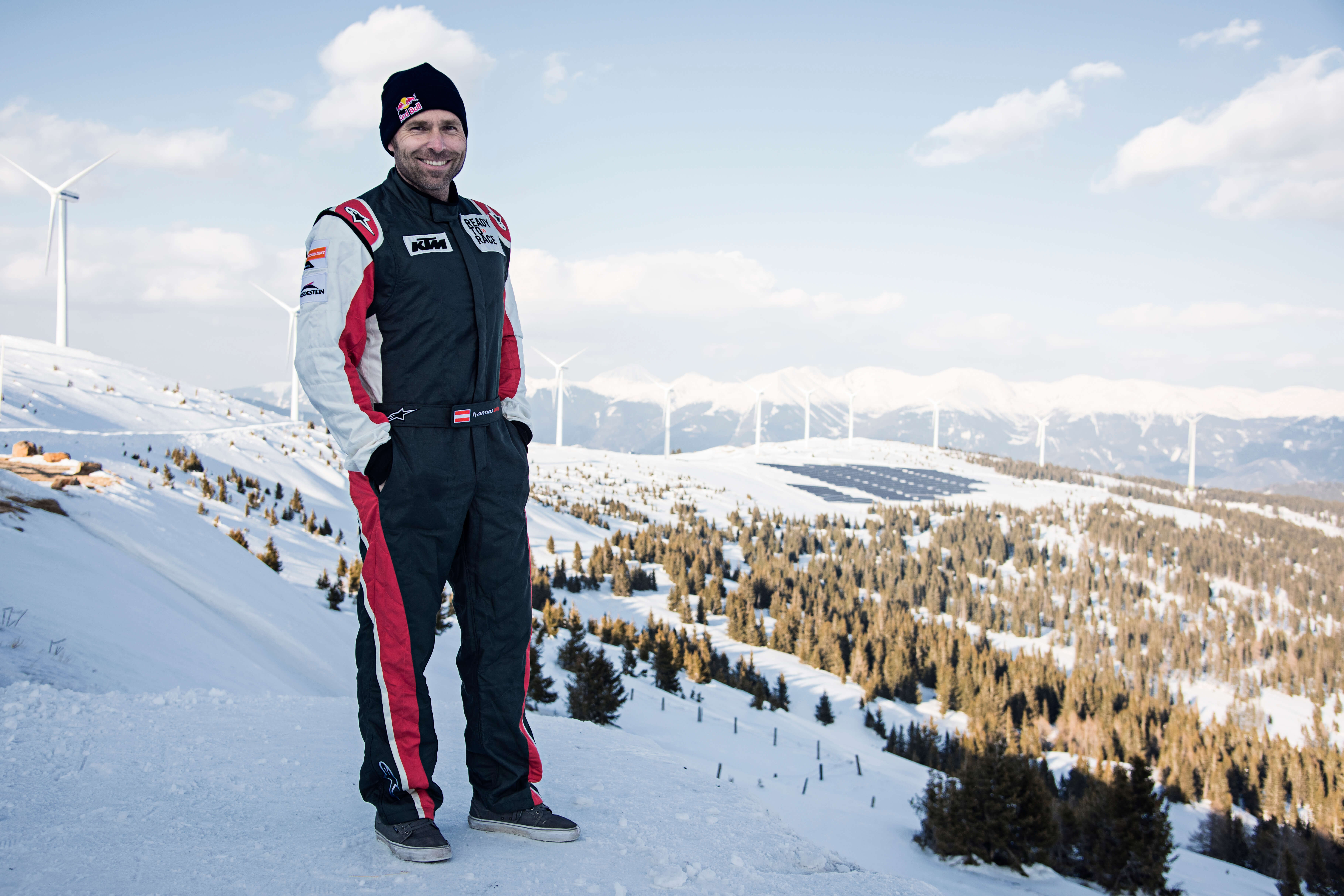 Hannes Arch poses for a portrait during the Windpark Rallye at the Windpark Hohe Tauern, Austria on March 20, 2016. // Markus Berger / Red Bull Content Pool // For more content, pictures and videos like this please go to www.redbullcontentpool.com